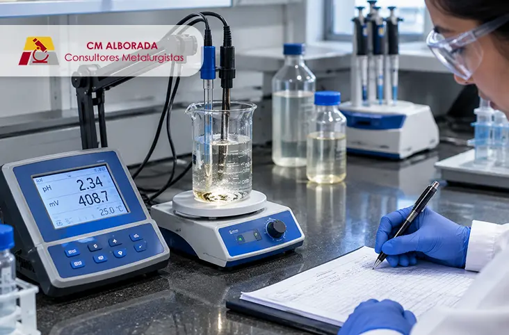 Medición de potencial Redox (Eh) y pH durante ensayos de lixiviación en laboratorio