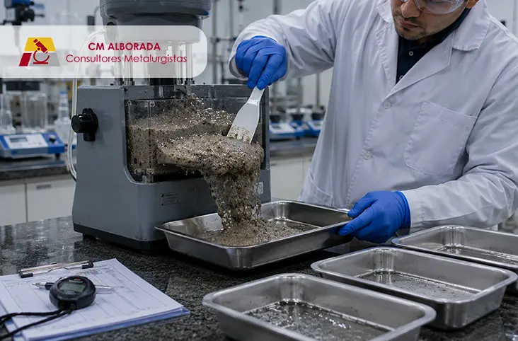 Preparación de muestra para pruebas cinéticas de flotación en laboratorio metalúrgico